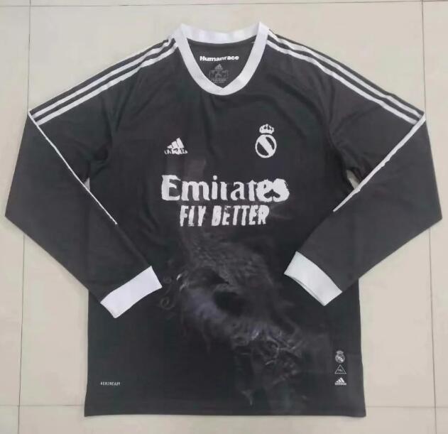 Real Madrid Human Race Black LS Soccer Jersey Shirt 2020/21